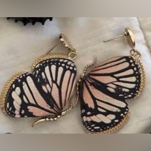 “Luxurious Butterfly” Elegant Swallowtail Brown Black Striped Gold Ornate Dangle - Picture 7 of 7